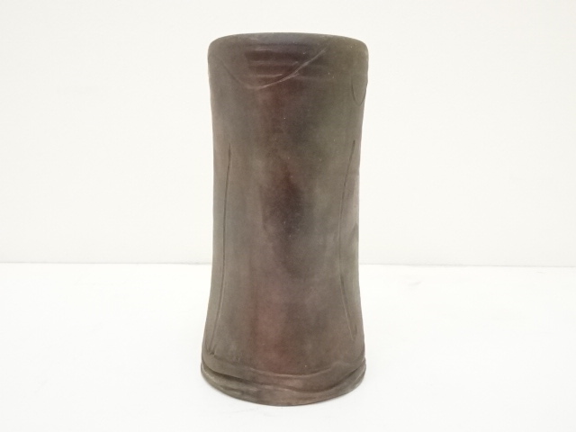 石原祥嗣　本人作　「暗泥彩花器」　高さ39cm 共箱　エントランス　オブジェ 道具 ] - 道具 石原祥嗣造 花入（共箱） | ネットショップ圭 netshop